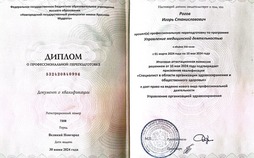 Диплом о профессиональной переподготовке специалиста Рогова И.С.