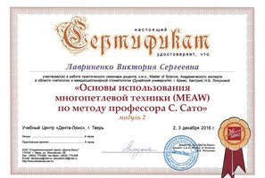 Сертифика участника «Основы использования многопетлевой техники (MEAW)»