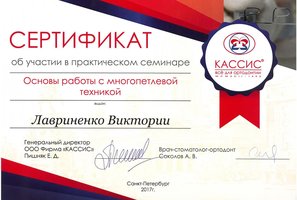 Сертификат участника «Основы работы с многопетлевой техникой»