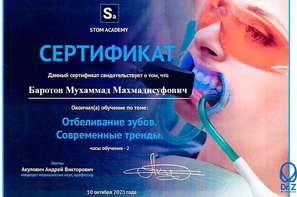 Сертификат дополнительного образования.